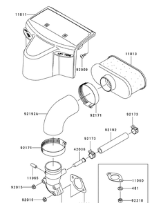 Kawasaki Fr651v-As05 Air Filter And Muffler Diagram and Parts List for Z-FORCES48LP 17AP5BHB-17AP5BHB710 Cub Cadet Lawn Tractor